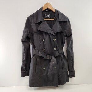 North Face Hyvent Black double Breasted Trench Coat Womens M